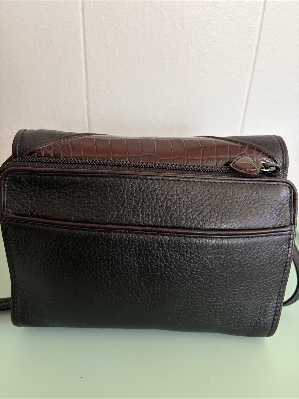 Brighton Black Leather Crossbody with Brown Strap Accent - Picture 7 of 7